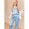 image:imageEkouaer Women Silk Satin Pajamas Sleeveless Pjs Set 2 Piece Summer Loungewear Sleepwear with Pockets SXXLClear Blue