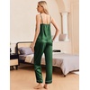image:imageEkouaer Women Silk Satin Pajamas Sleeveless Pjs Set 2 Piece Summer Loungewear Sleepwear with Pockets SXXLDark Green