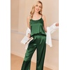 image:imageEkouaer Women Silk Satin Pajamas Sleeveless Pjs Set 2 Piece Summer Loungewear Sleepwear with Pockets SXXLDark Green