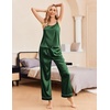 image:imageEkouaer Women Silk Satin Pajamas Sleeveless Pjs Set 2 Piece Summer Loungewear Sleepwear with Pockets SXXLDark Green
