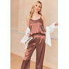 image:imageEkouaer Women Silk Satin Pajamas Sleeveless Pjs Set 2 Piece Summer Loungewear Sleepwear with Pockets SXXLDark Khaki