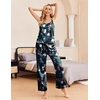 image:imageEkouaer Women Silk Satin Pajamas Sleeveless Pjs Set 2 Piece Summer Loungewear Sleepwear with Pockets SXXLGreen and White Floral
