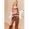 image:imageEkouaer Women Silk Satin Pajamas Sleeveless Pjs Set 2 Piece Summer Loungewear Sleepwear with Pockets SXXLLight Khaki