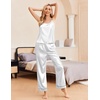 image:imageEkouaer Women Silk Satin Pajamas Sleeveless Pjs Set 2 Piece Summer Loungewear Sleepwear with Pockets SXXLPure White