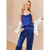 image:imageEkouaer Women Silk Satin Pajamas Sleeveless Pjs Set 2 Piece Summer Loungewear Sleepwear with Pockets SXXLSnorkel Blue