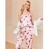 image:imageEkouaer Women Silk Satin Pajamas Sleeveless Pjs Set 2 Piece Summer Loungewear Sleepwear with Pockets SXXLWine Bottle Pink