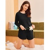 image:imageEkouaer Womens Crop Cami 3 Piece Waffle Knit Lounge Set Summer Pajama Sets with Long Sleeve Top amp Drawstring ShortsBlack
