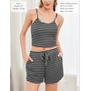 image:imageEkouaer Womens Crop Cami 3 Piece Waffle Knit Lounge Set Summer Pajama Sets with Long Sleeve Top amp Drawstring ShortsBlack and White Stripes