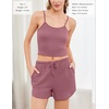 image:imageEkouaer Womens Crop Cami 3 Piece Waffle Knit Lounge Set Summer Pajama Sets with Long Sleeve Top amp Drawstring ShortsDusty Rose