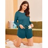 image:imageEkouaer Womens Crop Cami 3 Piece Waffle Knit Lounge Set Summer Pajama Sets with Long Sleeve Top amp Drawstring ShortsGreen