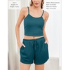 image:imageEkouaer Womens Crop Cami 3 Piece Waffle Knit Lounge Set Summer Pajama Sets with Long Sleeve Top amp Drawstring ShortsGreen