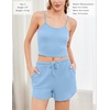 image:imageEkouaer Womens Crop Cami 3 Piece Waffle Knit Lounge Set Summer Pajama Sets with Long Sleeve Top amp Drawstring ShortsLight Blue