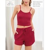 image:imageEkouaer Womens Crop Cami 3 Piece Waffle Knit Lounge Set Summer Pajama Sets with Long Sleeve Top amp Drawstring ShortsRed