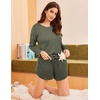 image:imageEkouaer Womens Crop Cami 3 Piece Waffle Knit Lounge Set Summer Pajama Sets with Long Sleeve Top amp Drawstring ShortsSage Green