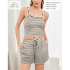 image:imageEkouaer Womens Crop Cami 3 Piece Waffle Knit Lounge Set Summer Pajama Sets with Long Sleeve Top amp Drawstring ShortsWhite and Black Stripes
