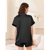 image:imageEkouaer Womens Lace Satin Pajama Set Button Down Pj Shorts Set Bridesmaids Getting Ready Outfits Casual Sleepwear XSXXLBlack