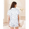 image:imageEkouaer Womens Lace Satin Pajama Set Button Down Pj Shorts Set Bridesmaids Getting Ready Outfits Casual Sleepwear XSXXLBlue Bow Hydrangea