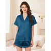 image:imageEkouaer Womens Lace Satin Pajama Set Button Down Pj Shorts Set Bridesmaids Getting Ready Outfits Casual Sleepwear XSXXLBlue Green