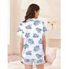 image:imageEkouaer Womens Lace Satin Pajama Set Button Down Pj Shorts Set Bridesmaids Getting Ready Outfits Casual Sleepwear XSXXLBlue Hydrangea