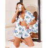 image:imageEkouaer Womens Lace Satin Pajama Set Button Down Pj Shorts Set Bridesmaids Getting Ready Outfits Casual Sleepwear XSXXLBlue Hydrangea