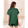 image:imageEkouaer Womens Lace Satin Pajama Set Button Down Pj Shorts Set Bridesmaids Getting Ready Outfits Casual Sleepwear XSXXLGreen