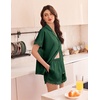 image:imageEkouaer Womens Lace Satin Pajama Set Button Down Pj Shorts Set Bridesmaids Getting Ready Outfits Casual Sleepwear XSXXLGreen