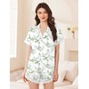 image:imageEkouaer Womens Lace Satin Pajama Set Button Down Pj Shorts Set Bridesmaids Getting Ready Outfits Casual Sleepwear XSXXLGreen Leaves