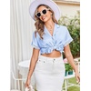 image:imageEkouaer Womens Lace Satin Pajama Set Button Down Pj Shorts Set Bridesmaids Getting Ready Outfits Casual Sleepwear XSXXLLight Blue
