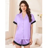 image:imageEkouaer Womens Lace Satin Pajama Set Button Down Pj Shorts Set Bridesmaids Getting Ready Outfits Casual Sleepwear XSXXLLight Purple
