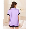 image:imageEkouaer Womens Lace Satin Pajama Set Button Down Pj Shorts Set Bridesmaids Getting Ready Outfits Casual Sleepwear XSXXLLight Purple
