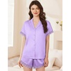 image:imageEkouaer Womens Lace Satin Pajama Set Button Down Pj Shorts Set Bridesmaids Getting Ready Outfits Casual Sleepwear XSXXLLilac