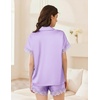 image:imageEkouaer Womens Lace Satin Pajama Set Button Down Pj Shorts Set Bridesmaids Getting Ready Outfits Casual Sleepwear XSXXLLilac