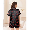 image:imageEkouaer Womens Lace Satin Pajama Set Button Down Pj Shorts Set Bridesmaids Getting Ready Outfits Casual Sleepwear XSXXLLove You Lips