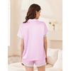image:imageEkouaer Womens Lace Satin Pajama Set Button Down Pj Shorts Set Bridesmaids Getting Ready Outfits Casual Sleepwear XSXXLPink