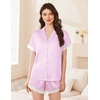 image:imageEkouaer Womens Lace Satin Pajama Set Button Down Pj Shorts Set Bridesmaids Getting Ready Outfits Casual Sleepwear XSXXLPink