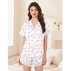 image:imageEkouaer Womens Lace Satin Pajama Set Button Down Pj Shorts Set Bridesmaids Getting Ready Outfits Casual Sleepwear XSXXLPink Bow Hydrangea