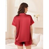 image:imageEkouaer Womens Lace Satin Pajama Set Button Down Pj Shorts Set Bridesmaids Getting Ready Outfits Casual Sleepwear XSXXLRed