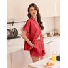 image:imageEkouaer Womens Lace Satin Pajama Set Button Down Pj Shorts Set Bridesmaids Getting Ready Outfits Casual Sleepwear XSXXLRed