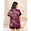 image:imageEkouaer Womens Lace Satin Pajama Set Button Down Pj Shorts Set Bridesmaids Getting Ready Outfits Casual Sleepwear XSXXLRose Pink Black Leopard