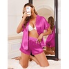 image:imageEkouaer Womens Lace Satin Pajama Set Button Down Pj Shorts Set Bridesmaids Getting Ready Outfits Casual Sleepwear XSXXLRose Red