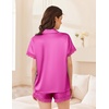image:imageEkouaer Womens Lace Satin Pajama Set Button Down Pj Shorts Set Bridesmaids Getting Ready Outfits Casual Sleepwear XSXXLRose Red