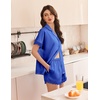 image:imageEkouaer Womens Lace Satin Pajama Set Button Down Pj Shorts Set Bridesmaids Getting Ready Outfits Casual Sleepwear XSXXLSky Blue