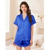 image:imageEkouaer Womens Lace Satin Pajama Set Button Down Pj Shorts Set Bridesmaids Getting Ready Outfits Casual Sleepwear XSXXLSky Blue