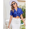 image:imageEkouaer Womens Lace Satin Pajama Set Button Down Pj Shorts Set Bridesmaids Getting Ready Outfits Casual Sleepwear XSXXLSky Blue
