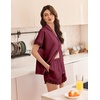 image:imageEkouaer Womens Lace Satin Pajama Set Button Down Pj Shorts Set Bridesmaids Getting Ready Outfits Casual Sleepwear XSXXLWine Red