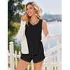 image:imageEkouaer Womens Pajama Sets Sleeveless Tank Tops and Split Shorts Pjs Set Soft Comfy Summer 2 Piece SleepwearBlack