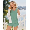 image:imageEkouaer Womens Pajama Sets Sleeveless Tank Tops and Split Shorts Pjs Set Soft Comfy Summer 2 Piece SleepwearGrey Green