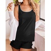 image:imageEkouaer Womens Tank Top Pajama Set Comfy Sleeveless Sleepwear Racerback Cami and Shorts Pjs 2 Piece Summer LoungewearBlack