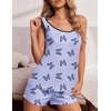 image:imageEkouaer Womens Tank Top Pajama Set Comfy Sleeveless Sleepwear Racerback Cami and Shorts Pjs 2 Piece Summer LoungewearBlue Butterfly