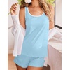 image:imageEkouaer Womens Tank Top Pajama Set Comfy Sleeveless Sleepwear Racerback Cami and Shorts Pjs 2 Piece Summer LoungewearClear Blue